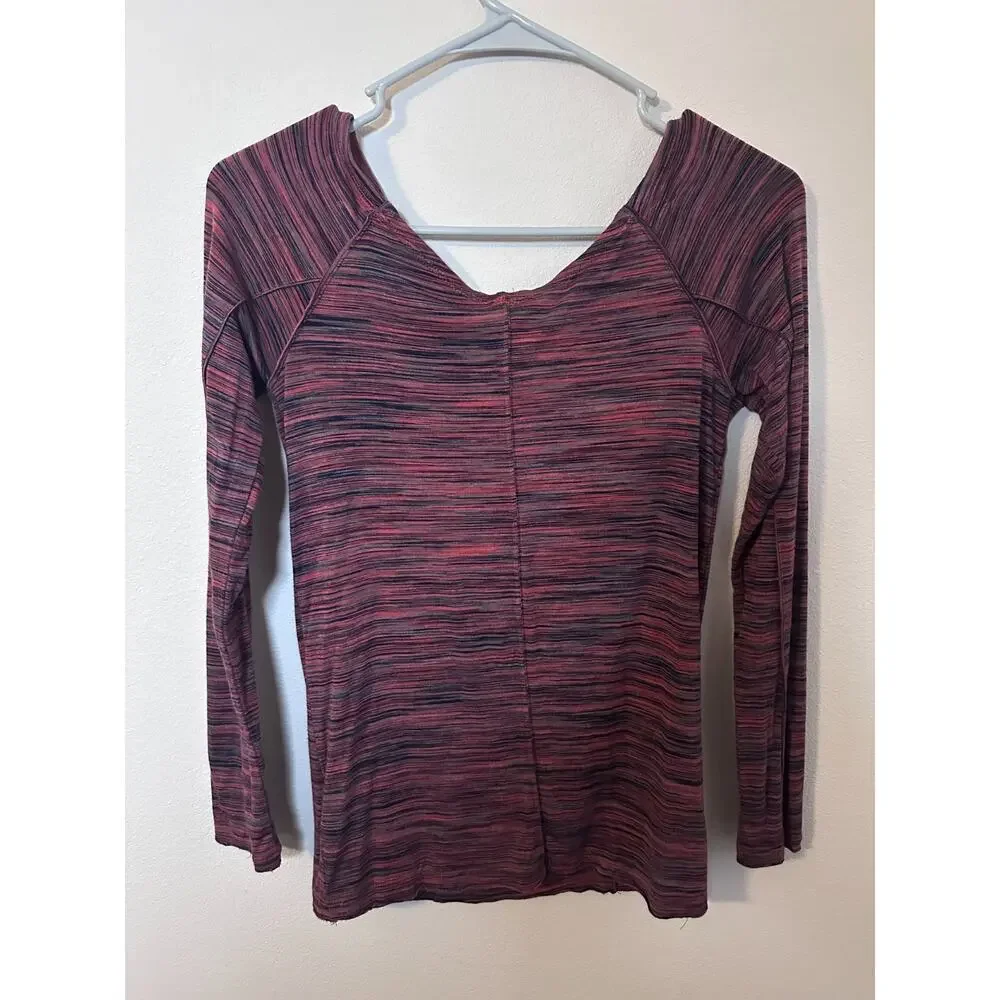 Free People womens size large purple pink black lose neck tight fit top - Picture 7 of 7